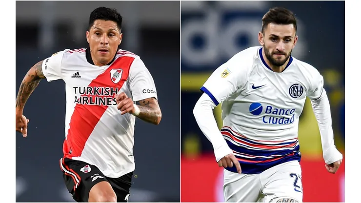 Enzo Perez of River (left) and Jalil Elias of San Lorenzo