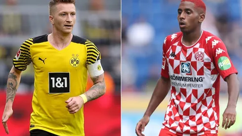 Marco Reus of Borussia Dortmund (left) and Leandro Barreiro Martins of Mainz (right)