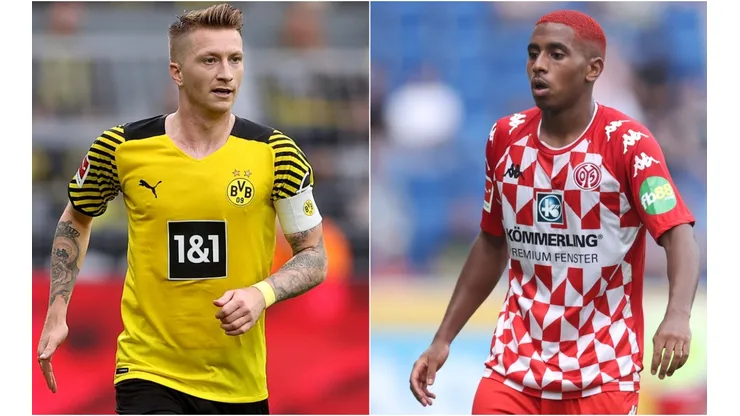 Marco Reus of Borussia Dortmund (left) and Leandro Barreiro Martins of Mainz (right)