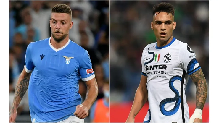 Sergej Milinkovic Savic of Lazio (left) and Lautaro Martinez of Inter (right)