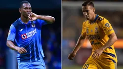 Bryan Angulo of Cruz Azul (left) and Jesus Dueñas of Tigres UANL.