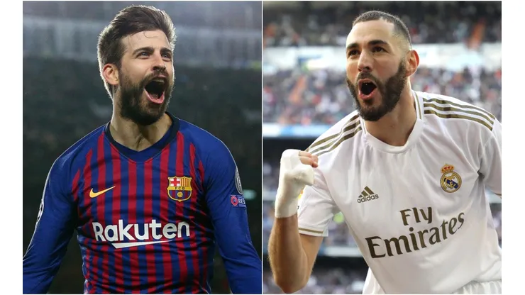 Barcelona's Gerard Pique and Real Madrid's Karim Benzema