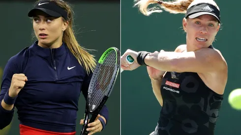 Paula Badosa of Spain (left) and Angelique Kerber of Germany (right)