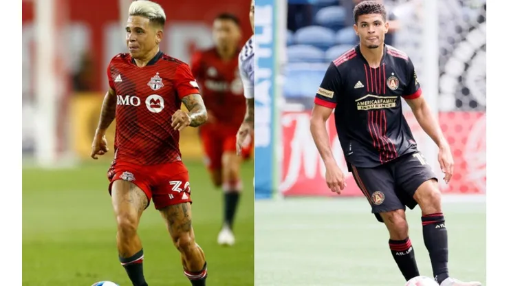 Yeferson Soteldo of Toronto FC (left) and Miles Robinson of Atlanta United