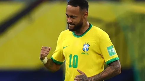Neymar celebrates his goal for Brazil against Uruguay.