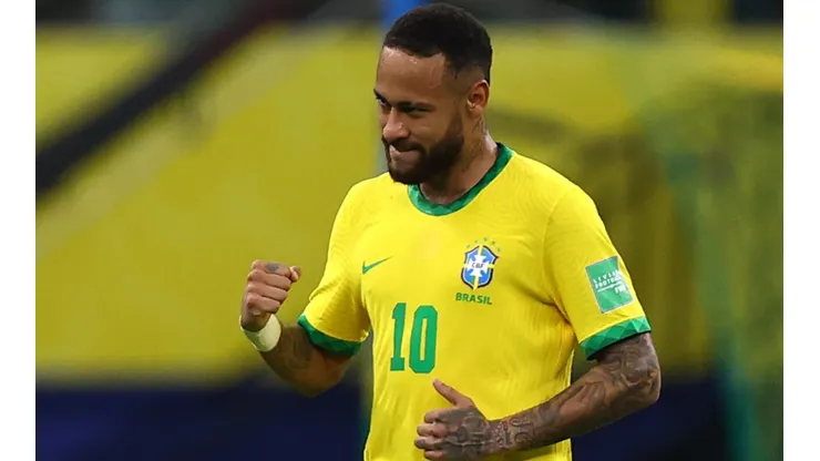 Neymar celebrates his goal for Brazil against Uruguay.