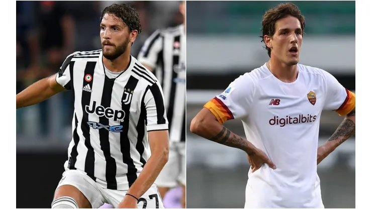 Manuel Locatelli of Juventus (left) and Nicolo Zaniolo of Roma (right)
