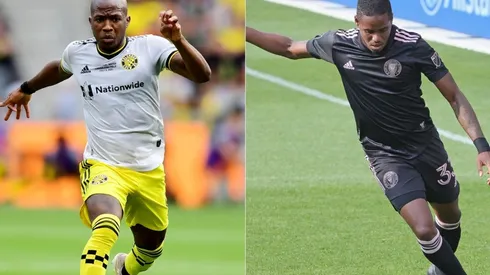 Darlington Nagbe of Columbus Crew (left) and Joevin Jones of Inter Miami
