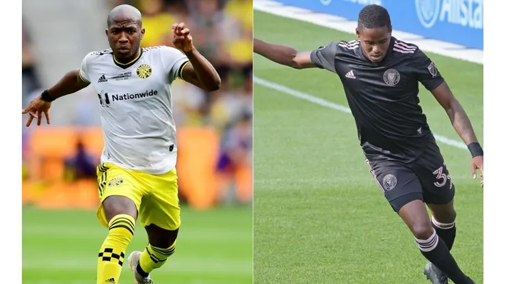 Darlington Nagbe of Columbus Crew (left) and Joevin Jones of Inter Miami