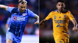 Walter Montoya of Cruz Azul (left) and Javier Aquino of Tigres UANL