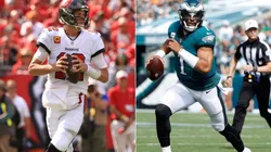 Tom Brady (left) & Jalen Hurts.