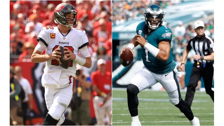 Tom Brady (left) & Jalen Hurts.