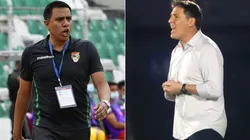 Cesar Farias of Bolivia (left) and Eduardo Berizzo of Paraguay
