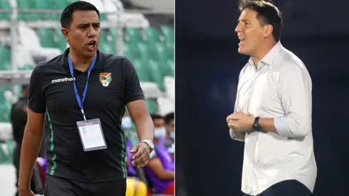 Cesar Farias of Bolivia (left) and Eduardo Berizzo of Paraguay