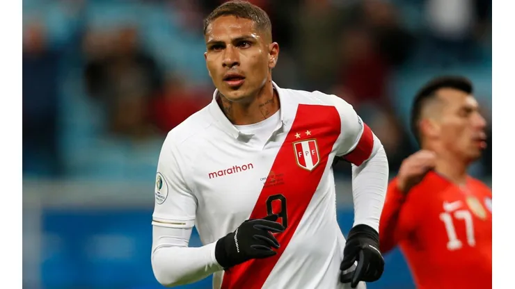 Paolo Guerrero of Peru celebrates after scoring