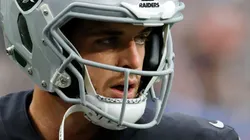 Derek Carr of the Las Vegas Raiders amid his first game without Jon Gruden as head coach.