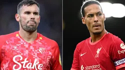 Caglar Soyuncu of Leicester (left) and Edinson Cavani of Manchester United (right)