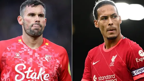 Caglar Soyuncu of Leicester (left) and Edinson Cavani of Manchester United (right)