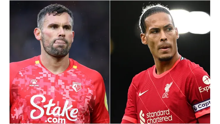Caglar Soyuncu of Leicester (left) and Edinson Cavani of Manchester United (right)