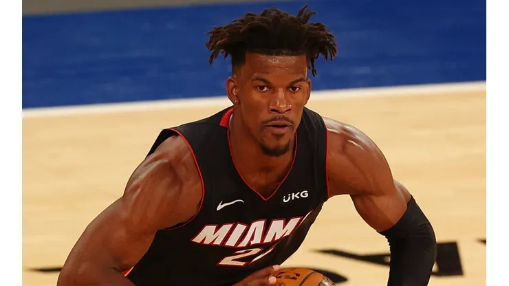 Miami Heat star Jimmy Butler in action during the 2020-21 NBA season.