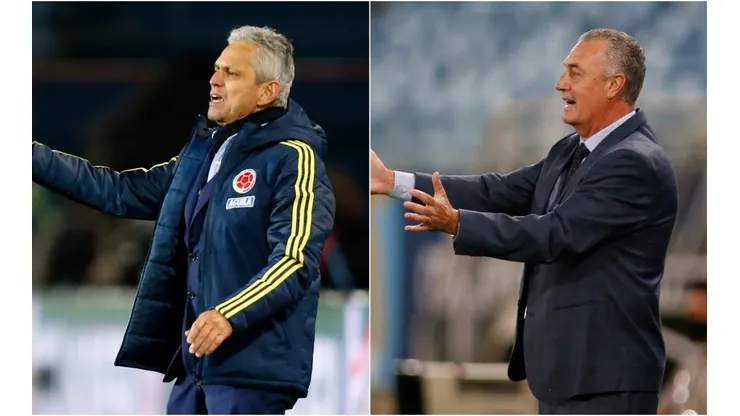 Reinaldo Rueda of Colombia (left) and Gustavo Alfaro of Ecuador