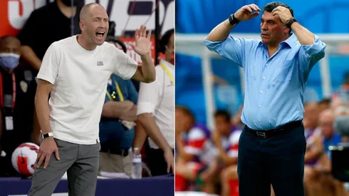 Gregg Berhalter of the USA (left) and Luis Fernando Suarez of Costa Rica