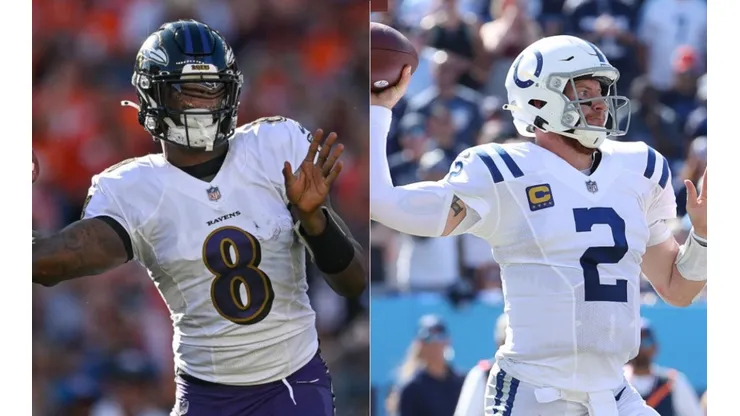 Lamar Jackson of the Ravens (left) and Carson Wentz of the Colts