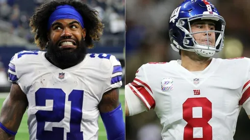 Ezekiel Elliott of the Cowboys (left) and Daniel Jones of the Giants