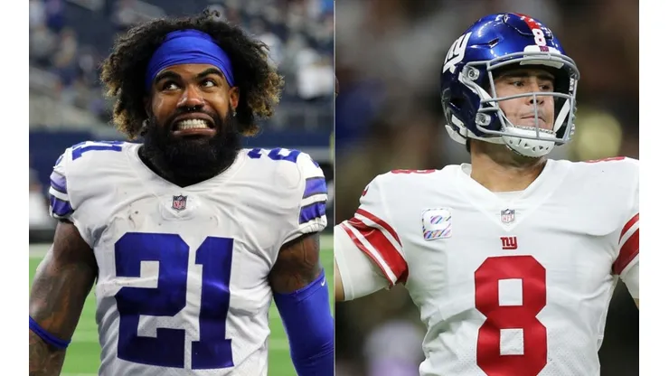 Ezekiel Elliott of the Cowboys (left) and Daniel Jones of the Giants