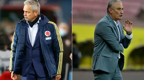 Colombia manager Reinaldo Rueda (left) and Brazil coach Tite.