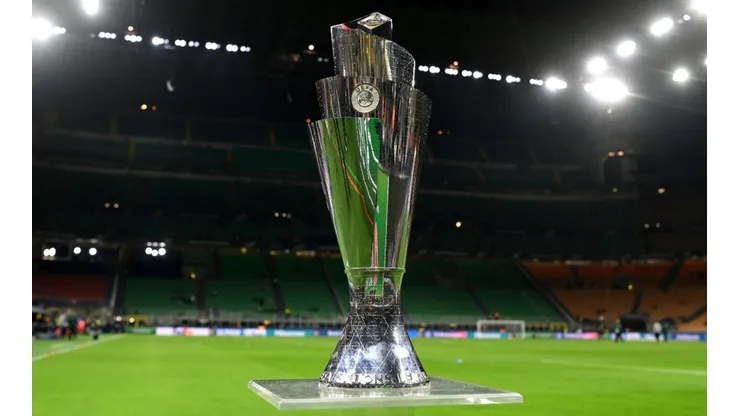Detailed view of the UEFA Nations League Trophy 2021
