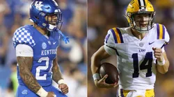 Chris Rodriguez Jr of Kentucky (left) and Max Johnson of LSU