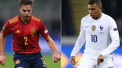 Cesar Azpilicueta of Spain (left) and Kylian Mbappe of France (right)