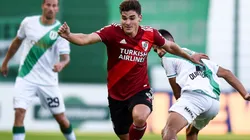 River Plate ace Julian Alvarez in action during a game against Banfield in the Copa de la Liga Profesional.