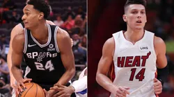 Devin Vassell of the San Antonio Spurs (left) and Tyler Herro of the Miami Heat (right)