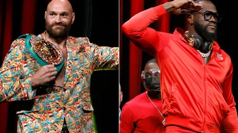 Tyson Fury of the UK (left) and Deontay Wilder of the US (right)