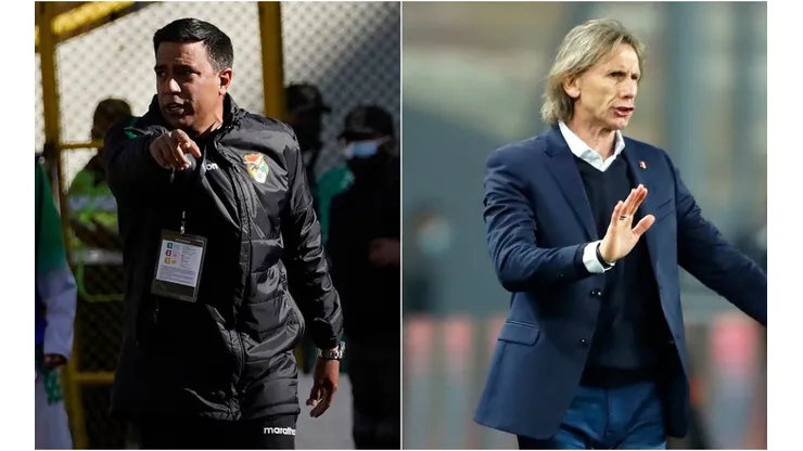 Bolivia coach Cesar Farias (left) and Peru manager Ricardo Gareca.