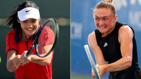 Emma Raducanu of the UK (left) and Aliaksandra Sasnovich of Belarus (right)