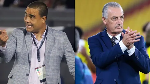 Venezuela coach Leo Gonzalez (left) and Ecuador manager Gustavo Alfaro.