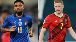 Lorenzo Insigne of Italy and Kevin de Bruyne of Belgium.