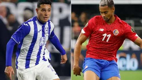 Jhow Benavidez of Honduras (left) and Ariel Lassiter of Costa Rica