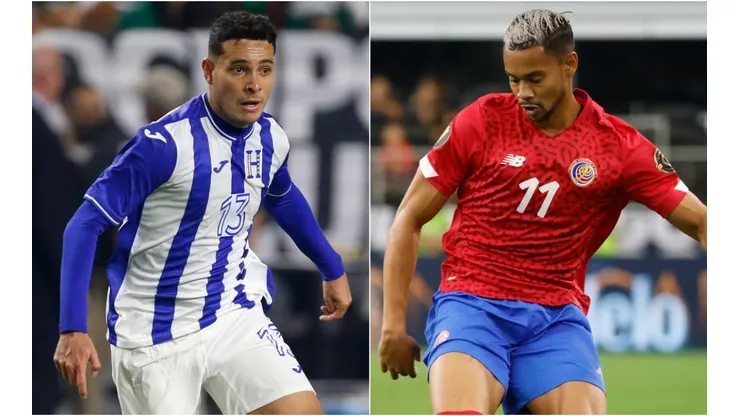 Jhow Benavidez of Honduras (left) and Ariel Lassiter of Costa Rica