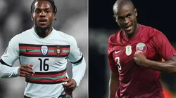 Renato Sanches of Portugal (left) and Abdelkarim Hassan of Qatar (right)
