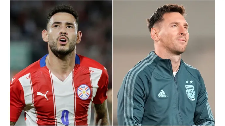 Antonio Sanabria of Paraguay (left) and Lionel Messi of Argentina.