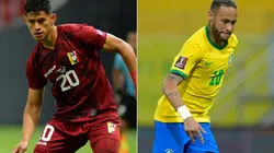 Ronald Hernandez of Venezuela (left) and Neymar of Brazil