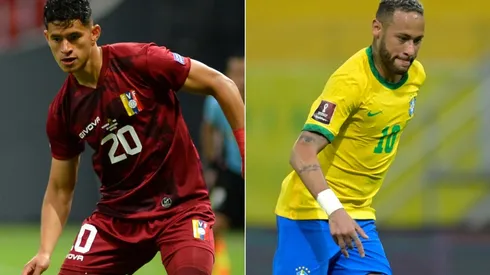 Ronald Hernandez of Venezuela (left) and Neymar of Brazil