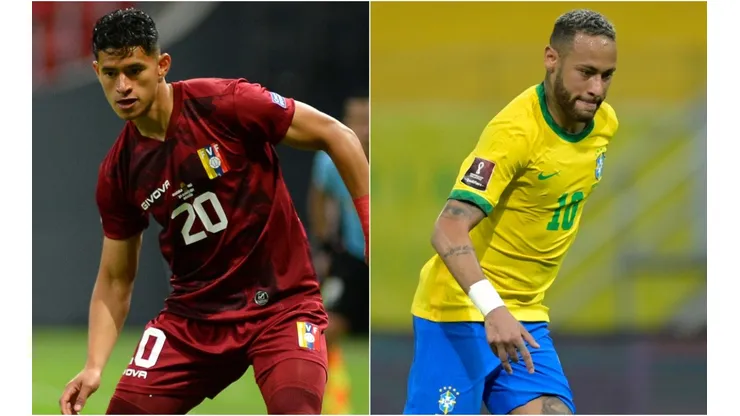 Ronald Hernandez of Venezuela (left) and Neymar of Brazil