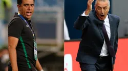 Cesar Farias, head coach of Bolivia (left) and Gustavo Alfaro, head coach of Ecuador