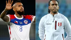 Arturo Vidal of Chile (left) and Pedro Gallese of Peru