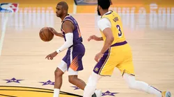 Chris Paul of the Phoenix Suns against Anthony Davis of the Los Angeles Lakers during the 2020-21 NBA playoffs.